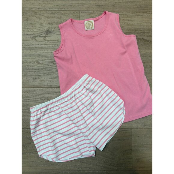 The Beaufort Bonnet Company Girls Size 12 Pink Tank Top & White Striped Shorts S - Picture 1 of 3